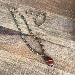 Necklace, bracelet and earring set.